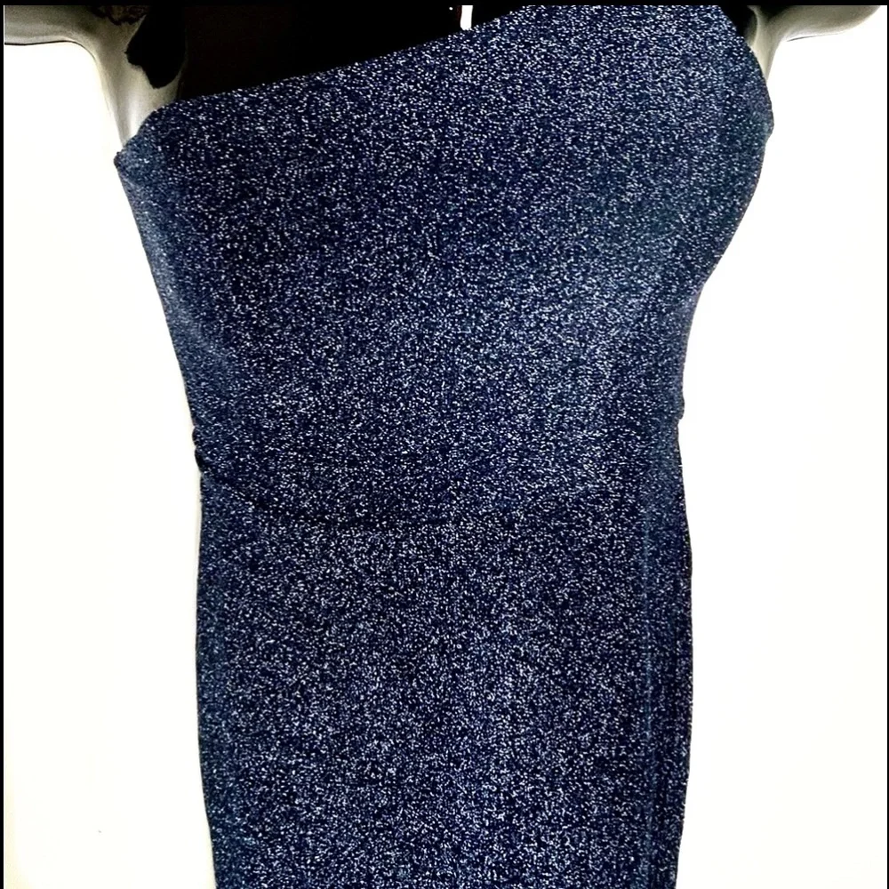 Strapless Glitter Blue Dress - Picture 8 of 12
